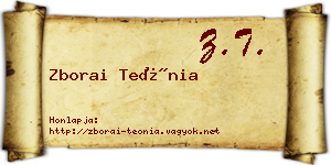 Zborai Teónia névjegykártya
